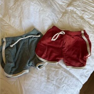 Lulu&Roo Little Road Co Red and Teal track Shorts Set